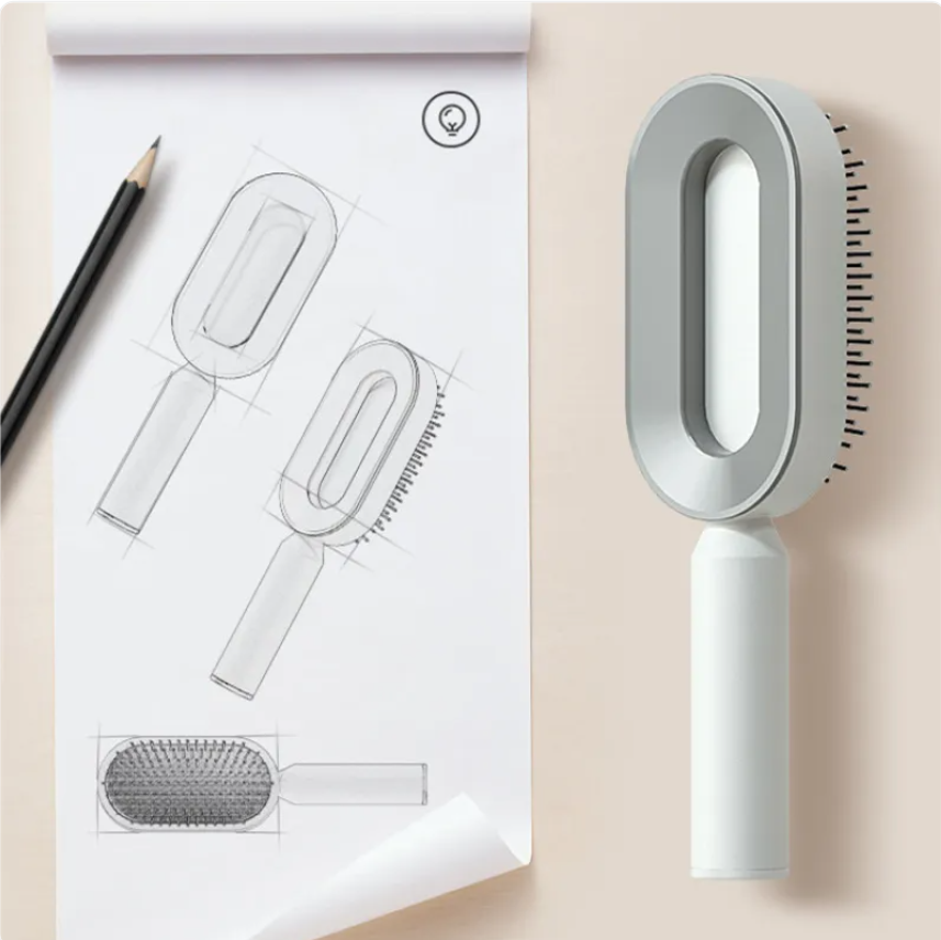 One-Click Clean Hairbrush
